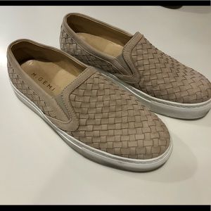 Tan suede woven sneakers